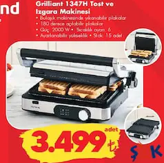 HOMEND GRİLLİANT 1347H TOST VE IZGARA MAKİNESİ fiyat ve kampanya bilgisi